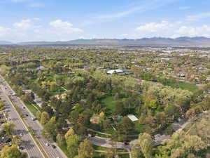 Bird's eye view of a mountain backdrop