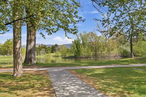 View of home's community featuring a water and mountain view