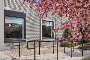 Property entrance with brick siding