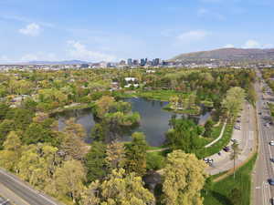 View of urban area with a water and mountain view