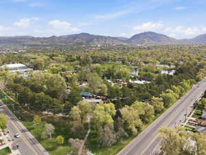 Aerial view of a mountainous background