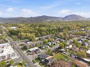 Aerial view of a mountainous background