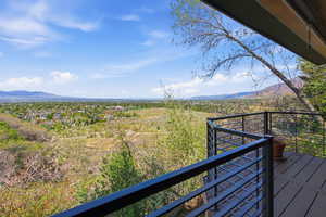 Deck featuring a mountain view
