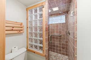 Bathroom with a shower stall