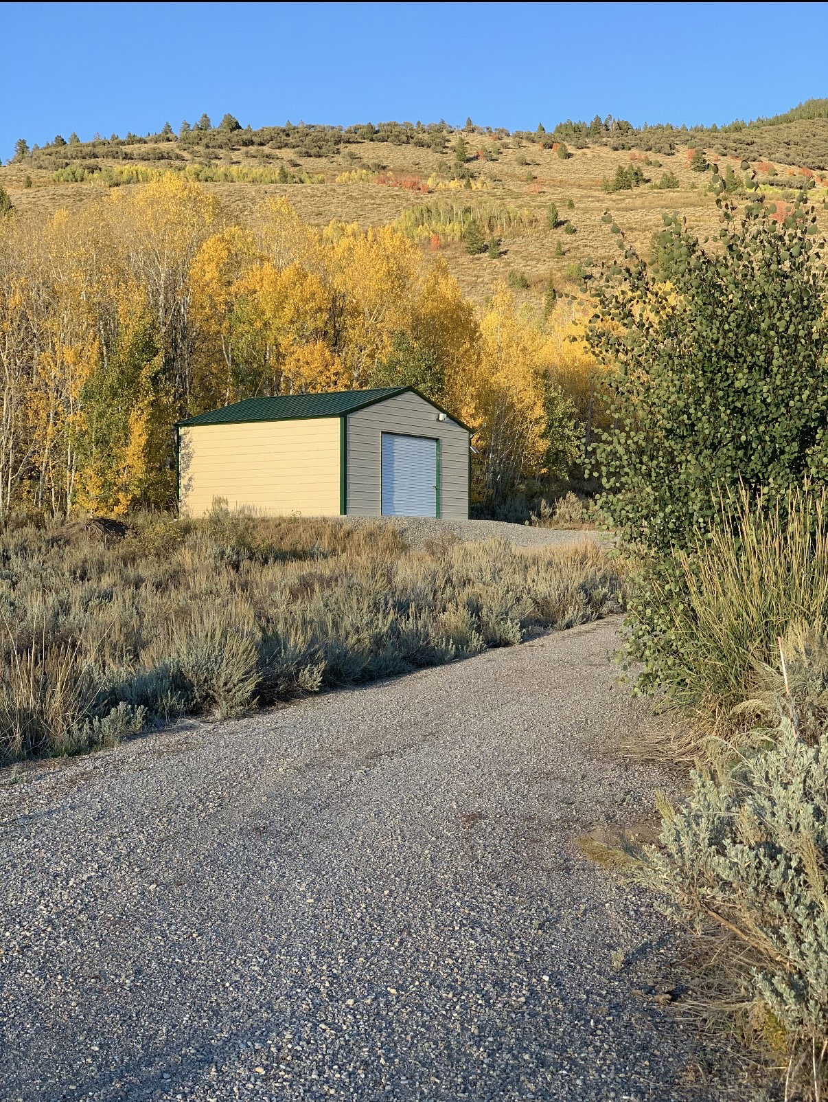 View of outdoor structure featuring driveway