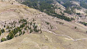 Aerial view of a mountain backdrop