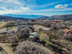 Aerial view of a mountain backdrop