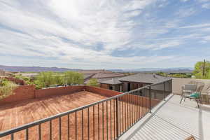 Deck featuring a mountain view