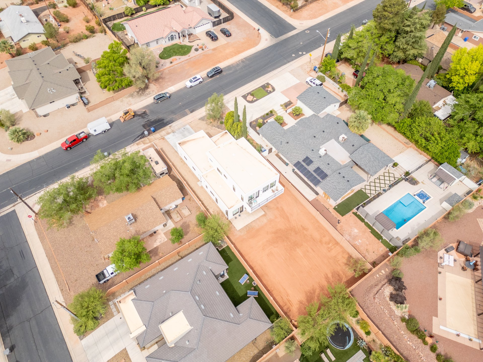 Aerial view of residential area