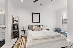 Bedroom featuring recessed lighting and ceiling fan