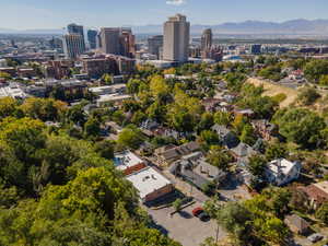 View of urban area featuring mountains