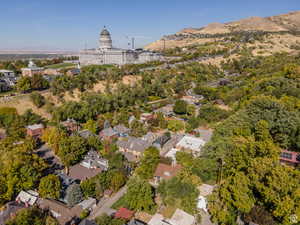 Aerial view of a mountain backdrop