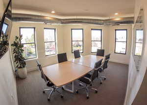 Office space featuring recessed lighting