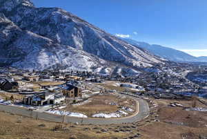 View of mountain backdrop with nearby suburban area