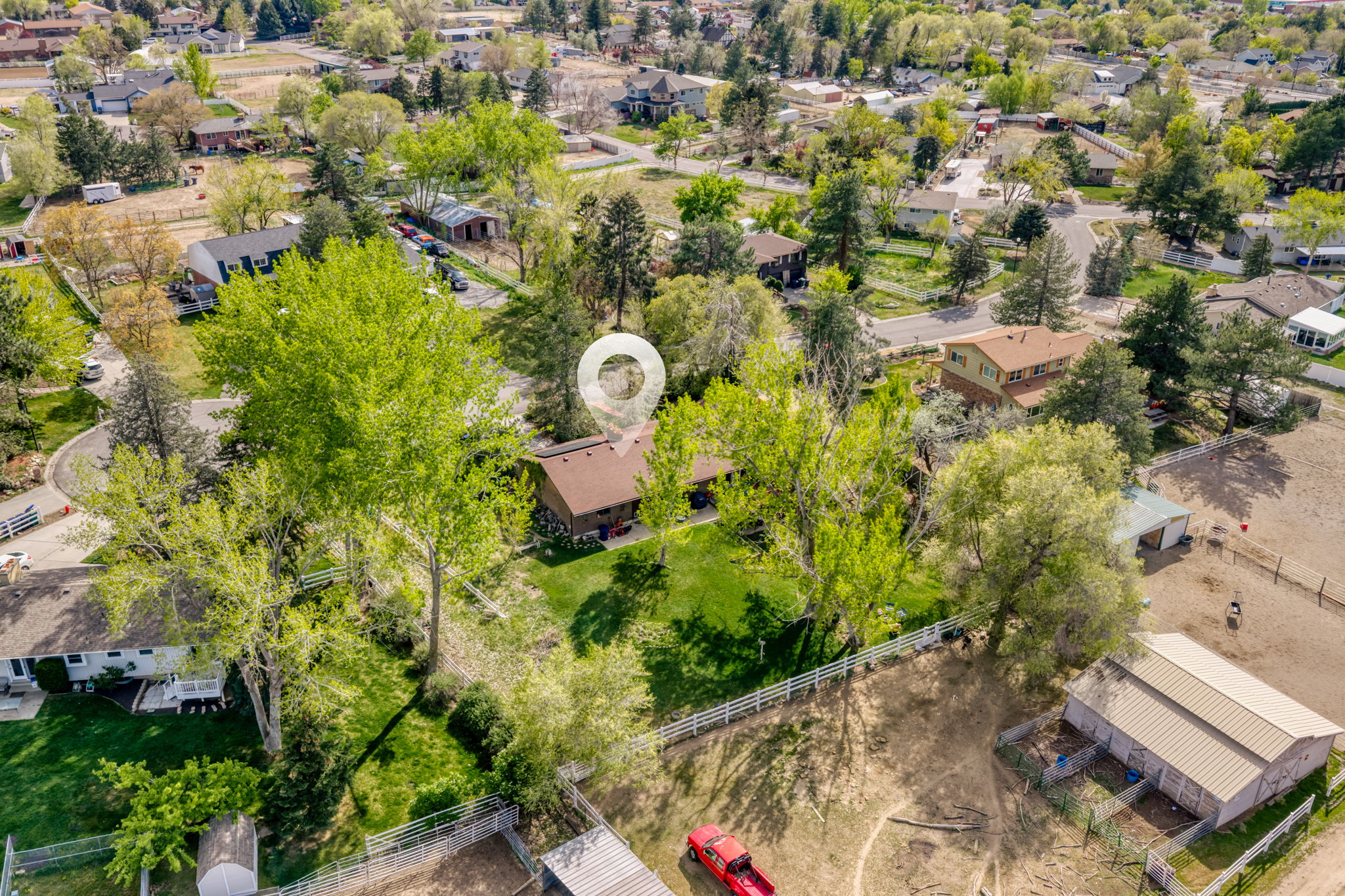 Aerial perspective of suburban area