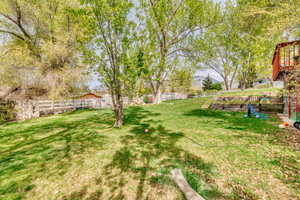 View of fenced backyard