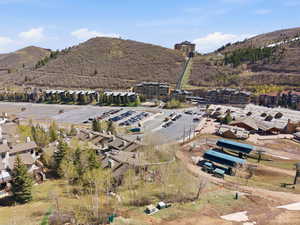 Drone / aerial view of a mountain backdrop