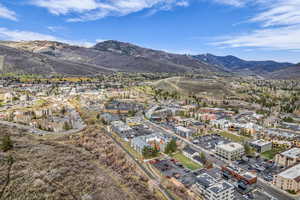Bird's eye view of a mountainous background