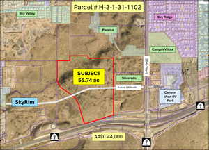 Aerial overview of property's location featuring property parcel outlined