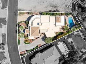 Aerial view of property's location with property boundaries highlighted