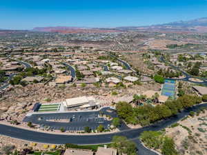 Drone / aerial view of a mountainous background