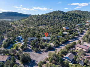Aerial view of a mountain backdrop