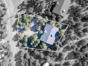 Aerial view of property's location with property boundaries highlighted