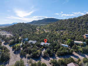 Aerial view of a mountainous background