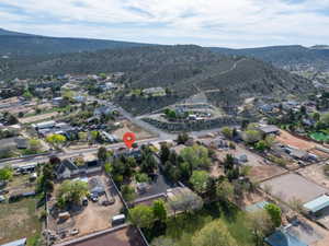 Drone / aerial view of a mountainous background