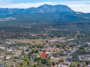 Drone / aerial view of a mountainous background