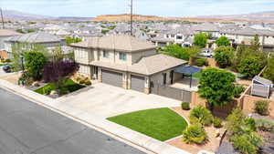 Aerial perspective of suburban area