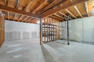 View of unfinished basement
