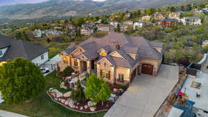 Aerial view at dusk of a mountain view
