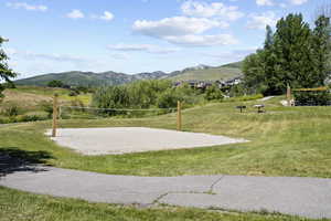 View of community volleyball court