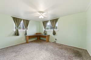 Additional living space with carpet and ceiling fan