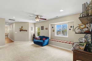 2nd level family room view from bedroom doors.