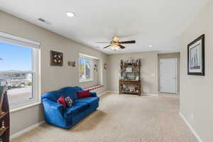 2nd level family room view from hallway.