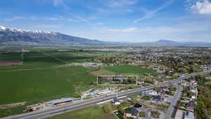Bird's eye view of a mountain backdrop