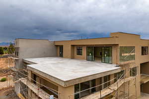 Back of house featuring stucco siding