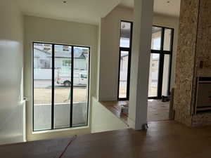 Foyer with hardwood / wood-style floors and plenty of natural light