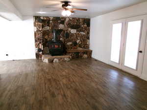 Main floor Family room with wood stove