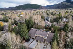 Aerial view of a mountainous background