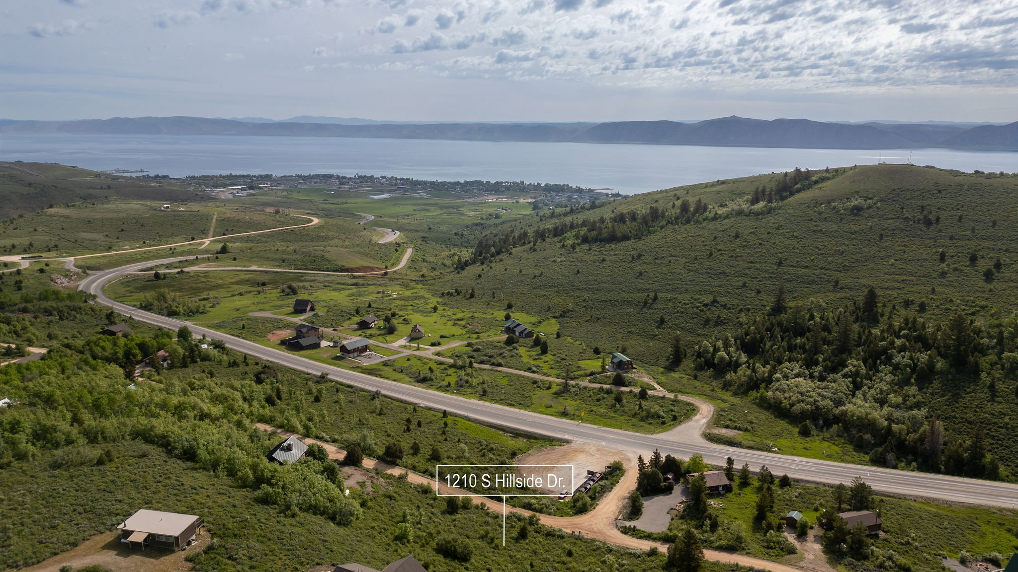 Drone / aerial view of a water and mountain view