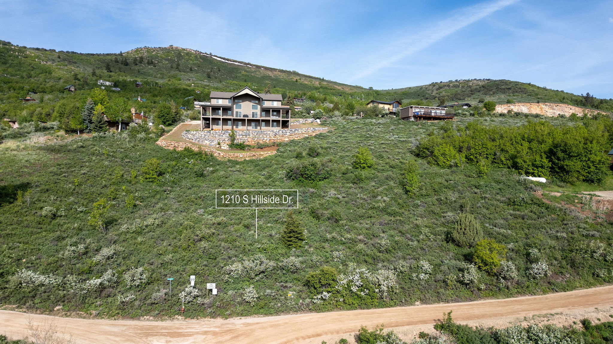 Aerial view of a mountain backdrop