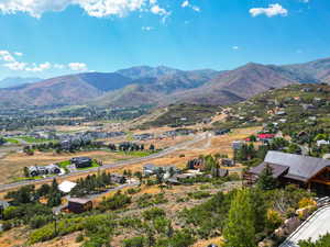 Drone / aerial view of a mountainous background