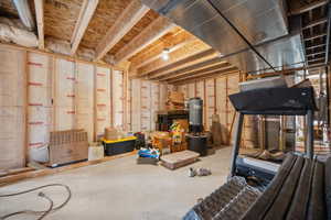 Unfinished basement storage or future gym space