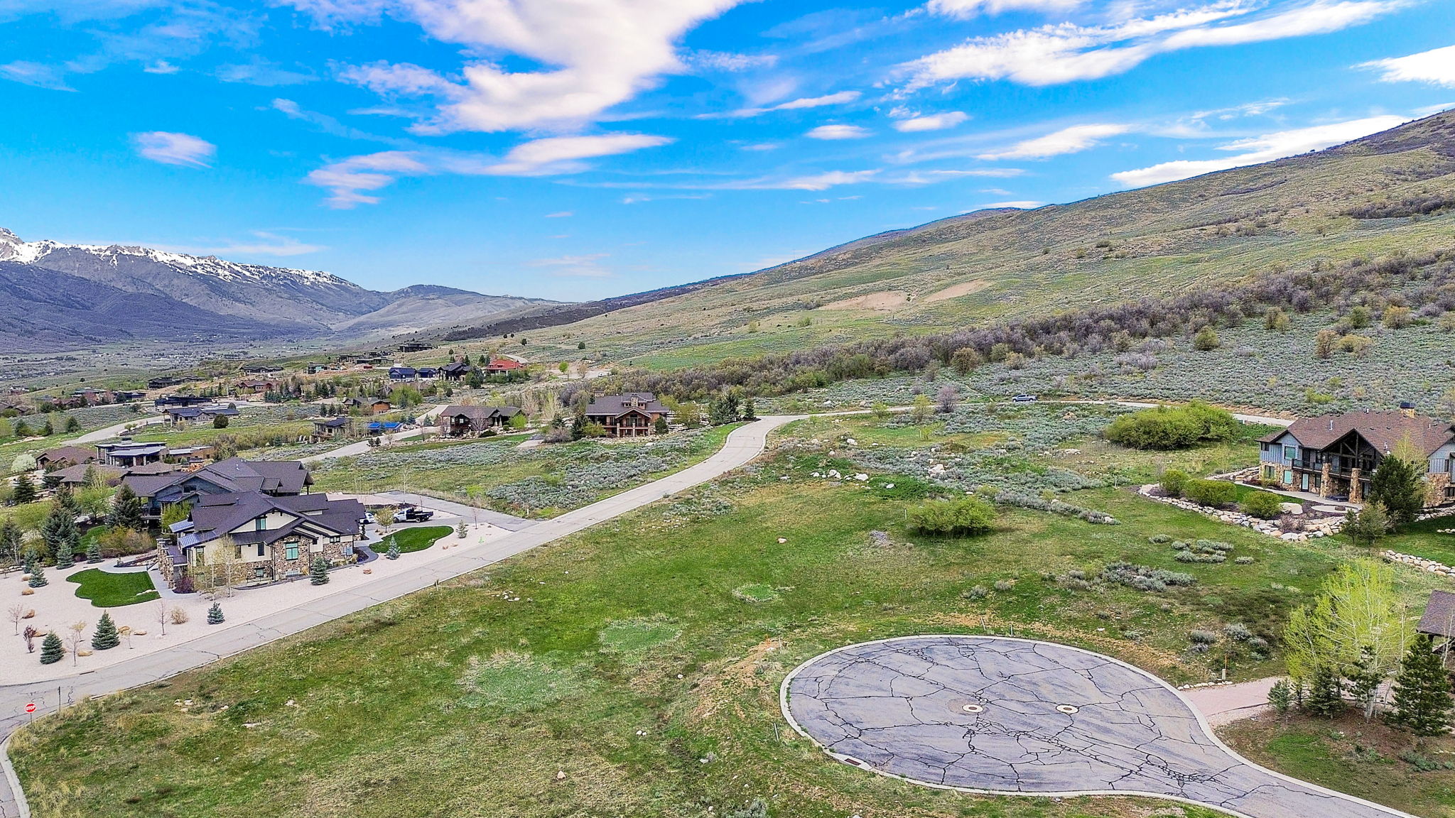 Aerial view of a mountainous background