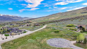 Aerial view of a mountainous background