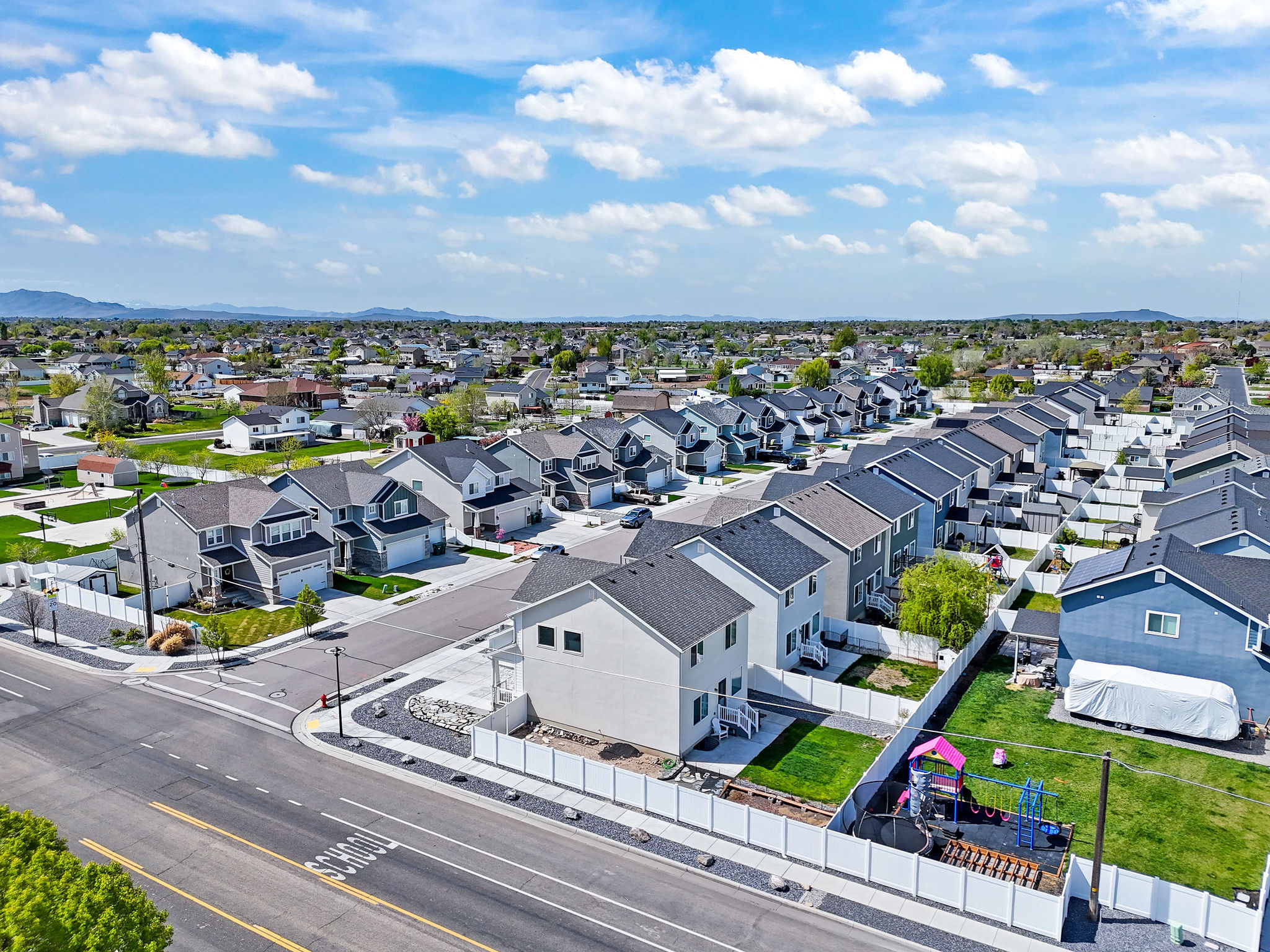 Aerial view of residential area