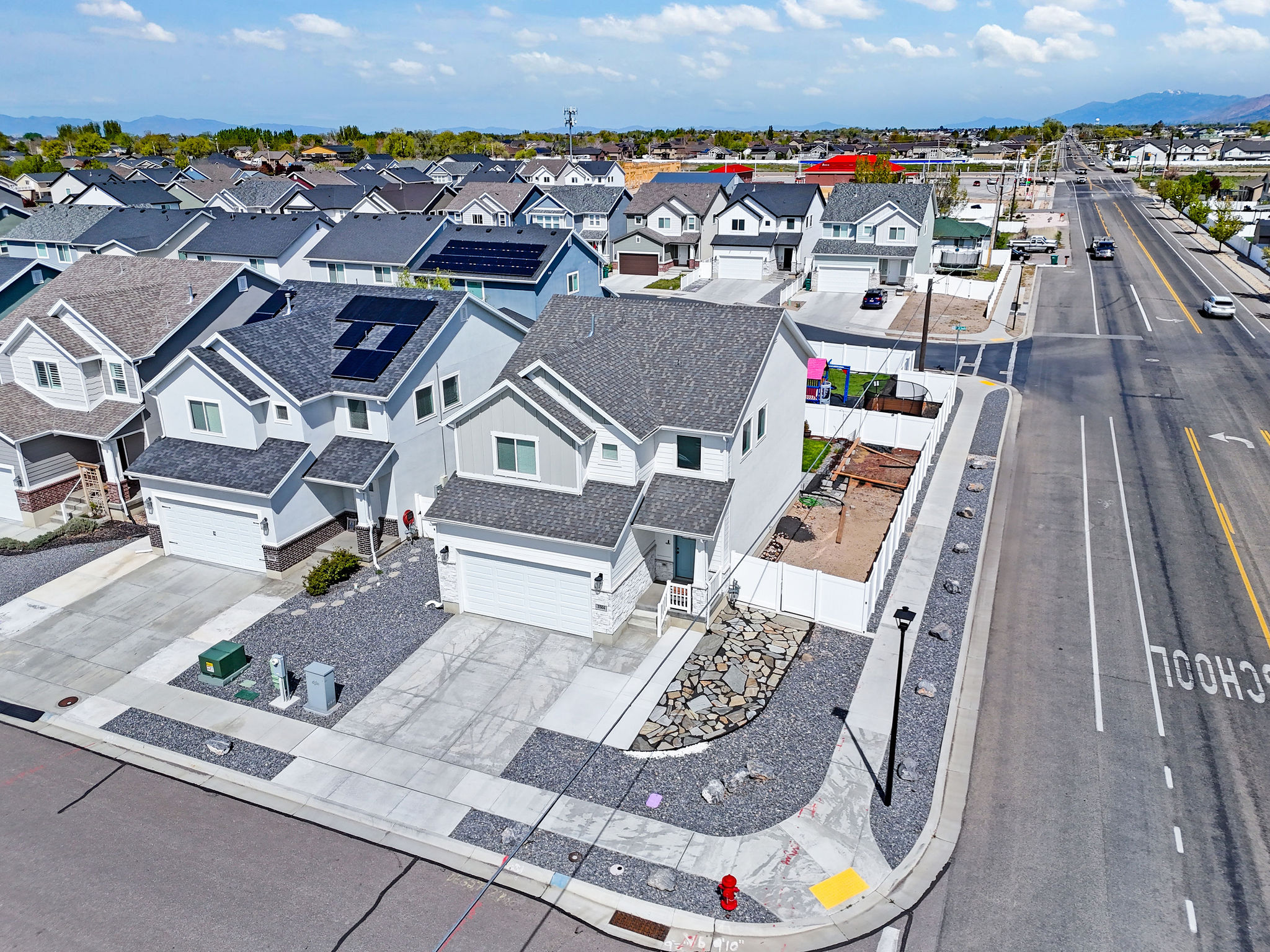 Aerial view of residential area